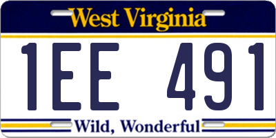 WV license plate 1EE491