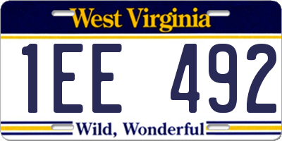 WV license plate 1EE492