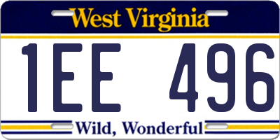 WV license plate 1EE496