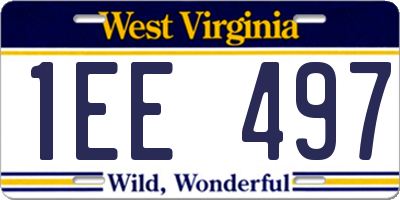 WV license plate 1EE497