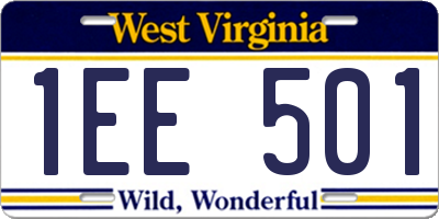 WV license plate 1EE501