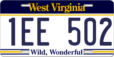 WV license plate 1EE502