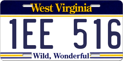 WV license plate 1EE516