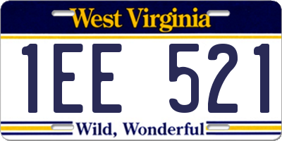 WV license plate 1EE521