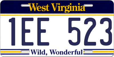 WV license plate 1EE523