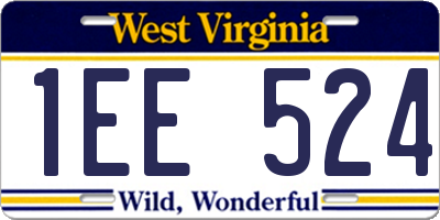 WV license plate 1EE524