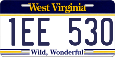 WV license plate 1EE530