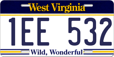 WV license plate 1EE532
