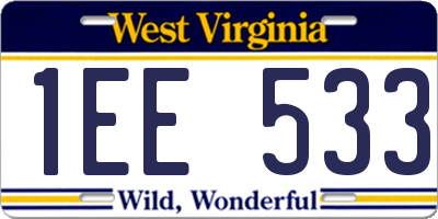 WV license plate 1EE533