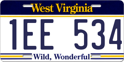 WV license plate 1EE534