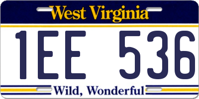 WV license plate 1EE536