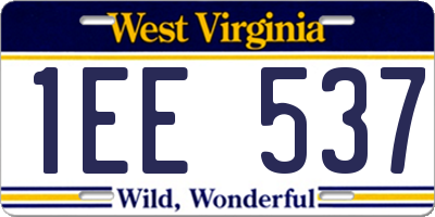 WV license plate 1EE537