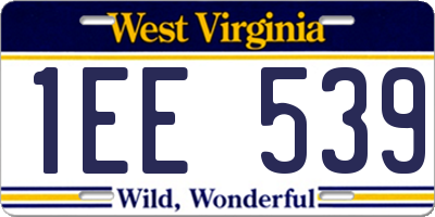 WV license plate 1EE539