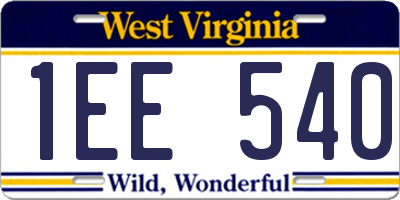 WV license plate 1EE540