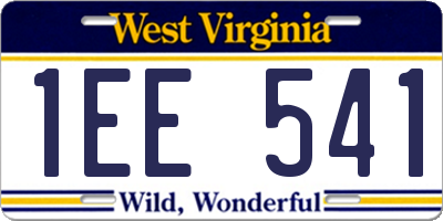 WV license plate 1EE541