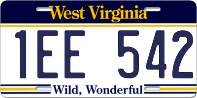 WV license plate 1EE542