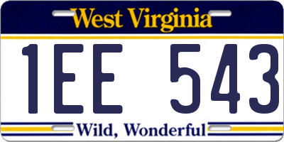 WV license plate 1EE543