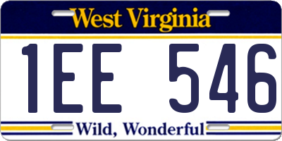 WV license plate 1EE546