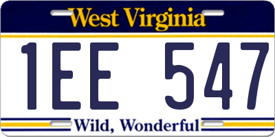 WV license plate 1EE547