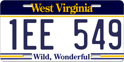 WV license plate 1EE549
