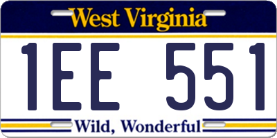 WV license plate 1EE551