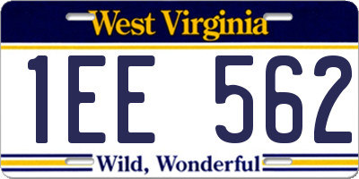 WV license plate 1EE562