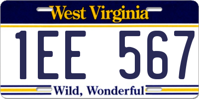WV license plate 1EE567
