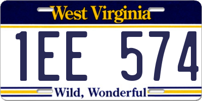 WV license plate 1EE574
