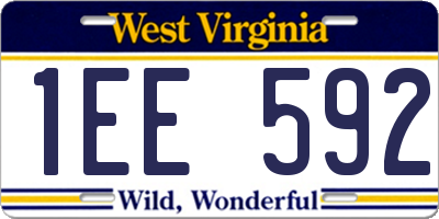 WV license plate 1EE592