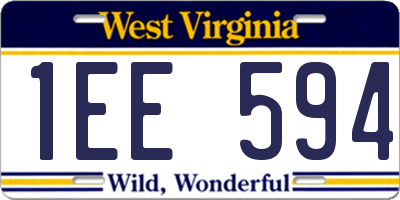 WV license plate 1EE594