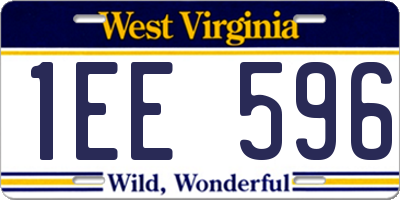 WV license plate 1EE596