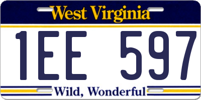 WV license plate 1EE597