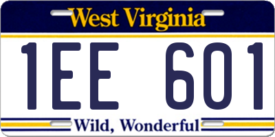 WV license plate 1EE601