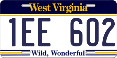WV license plate 1EE602