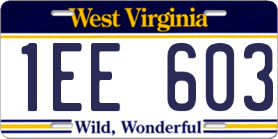 WV license plate 1EE603