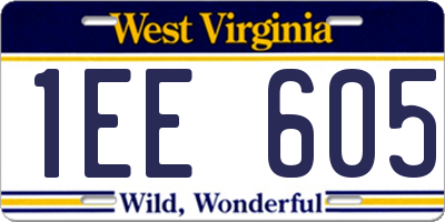 WV license plate 1EE605
