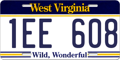 WV license plate 1EE608