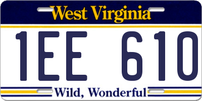 WV license plate 1EE610