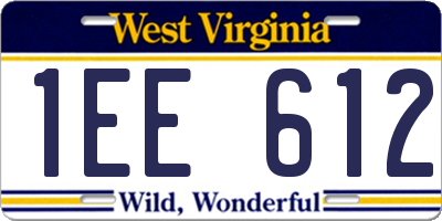 WV license plate 1EE612
