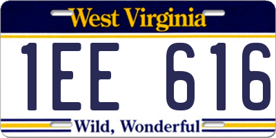 WV license plate 1EE616