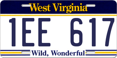 WV license plate 1EE617