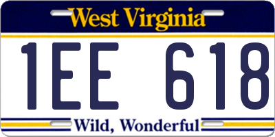 WV license plate 1EE618