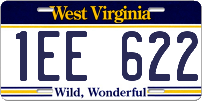 WV license plate 1EE622