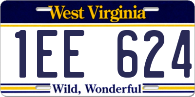 WV license plate 1EE624