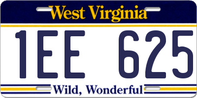 WV license plate 1EE625