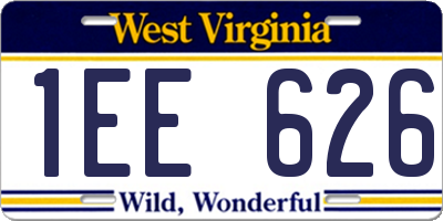 WV license plate 1EE626