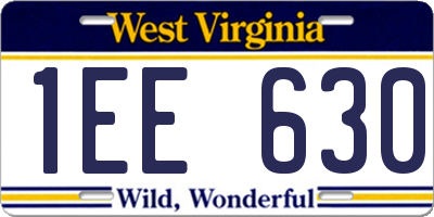 WV license plate 1EE630
