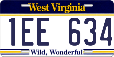 WV license plate 1EE634