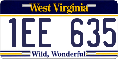 WV license plate 1EE635