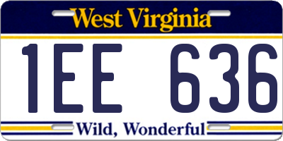 WV license plate 1EE636